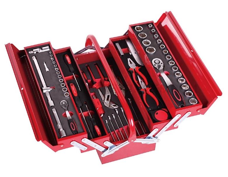 Caja de herramientas de 5 secciones c/herramientas, Big red