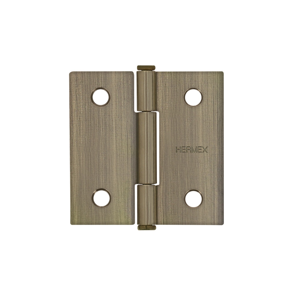 Bisagra cuadrada 2", acero latonado antiguo, plana, Hermex