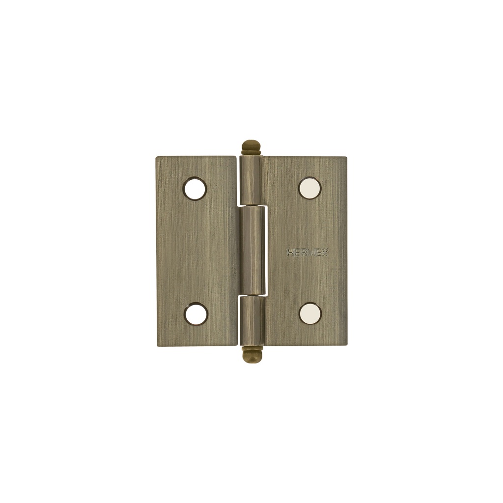 Bisagra cuadrada 2", acero latonado antiguo, redonda, Hermex
