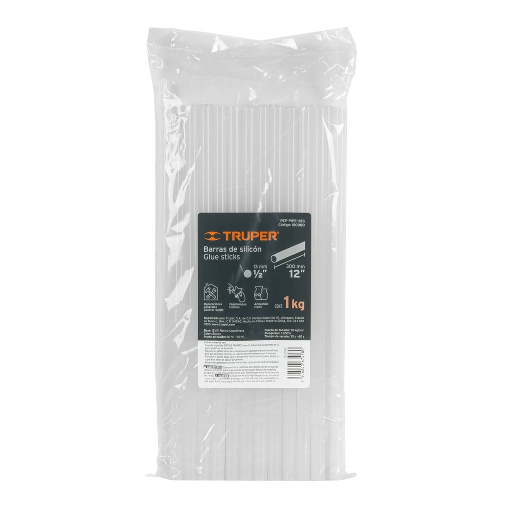 Bolsa con 1 kg de barras de silicón de repuesto p/PIPE-1/2, Truper