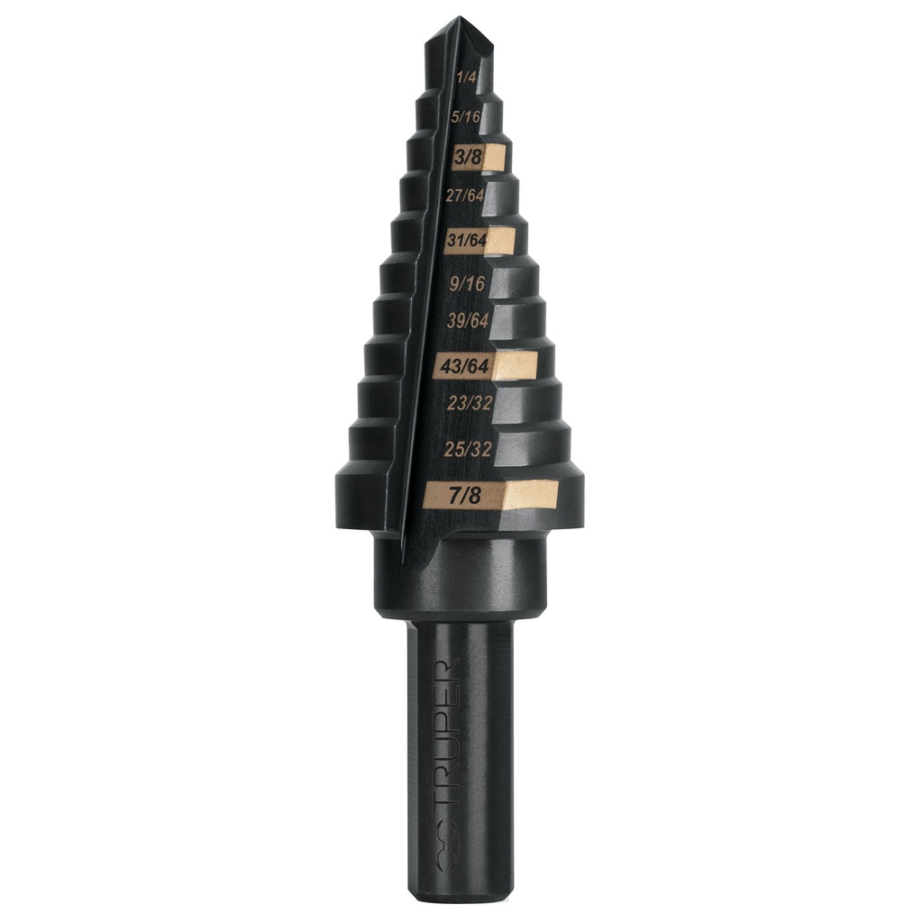 Broca escalonada óxido negro 11 escalones 1/4” – 7/8”, Truper