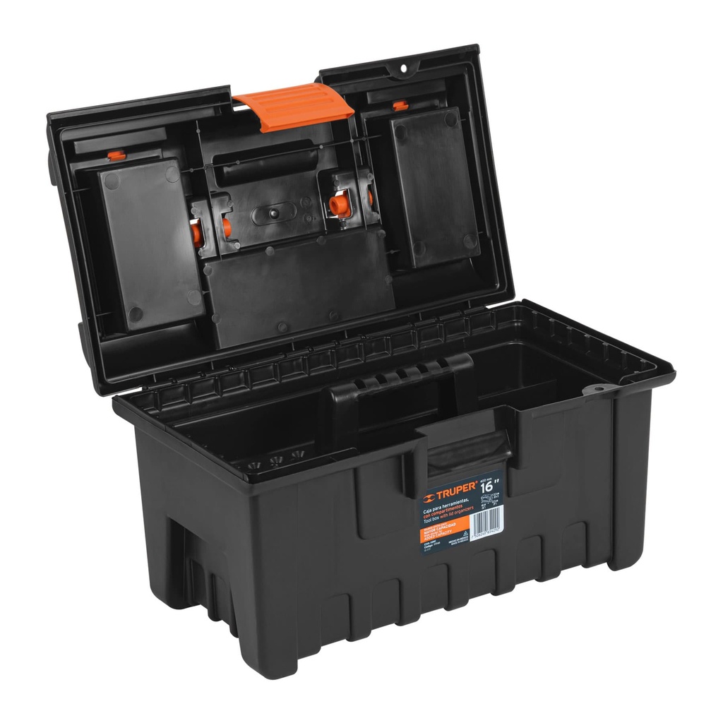 Caja plástica 16" con compartimentos, Truper