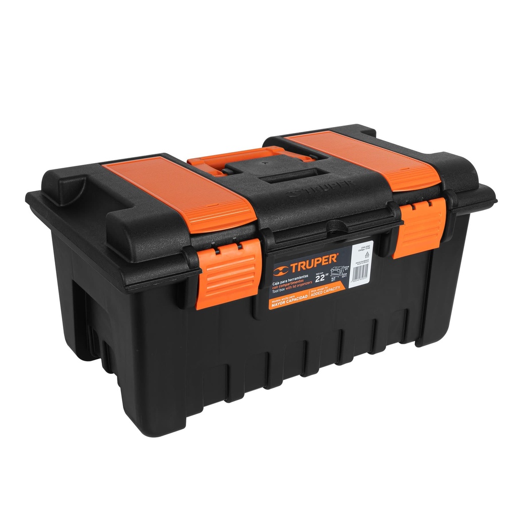 Caja plástica 22" con compartimentos, Truper
