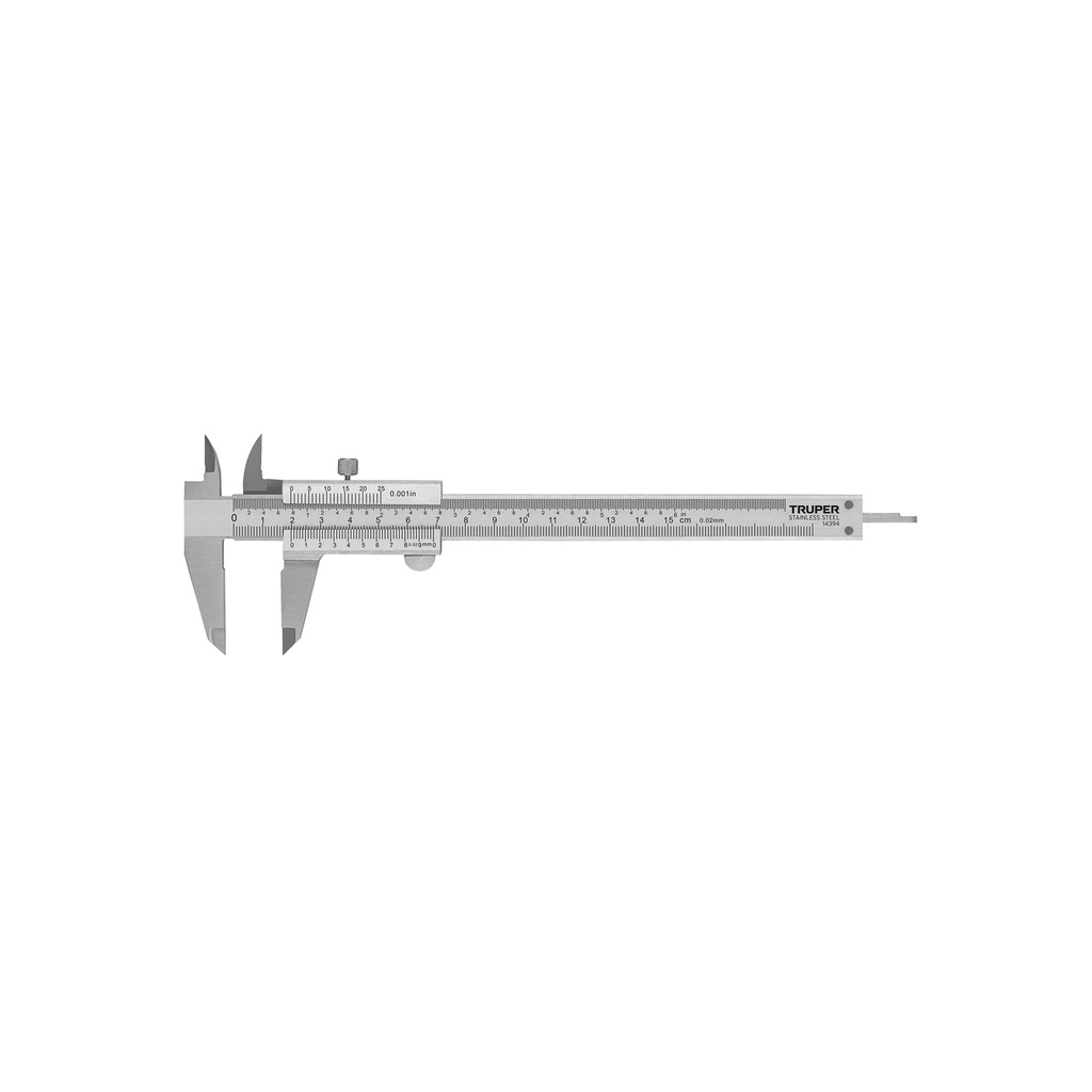 Calibrador de 6" milimetros y standar, Truper
