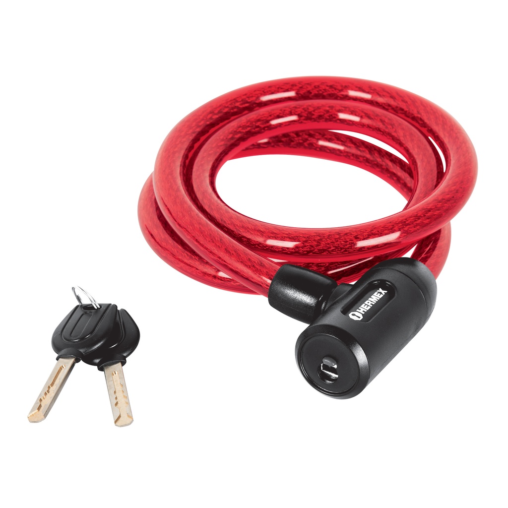 Candado de cable con llave, uso pesado 15mm, 1.2m, Truper