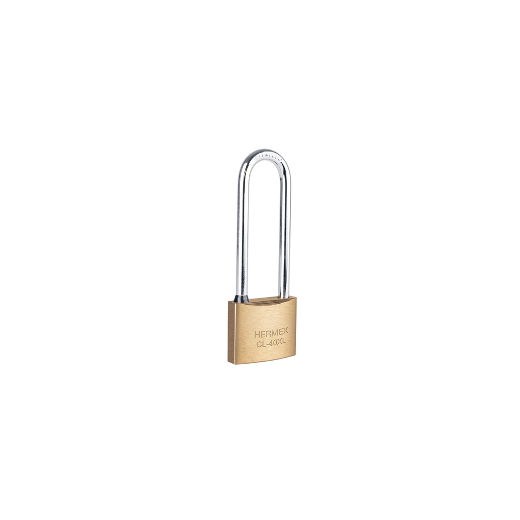 Candados de laton pulido, arco extra largo 40mm, Truper