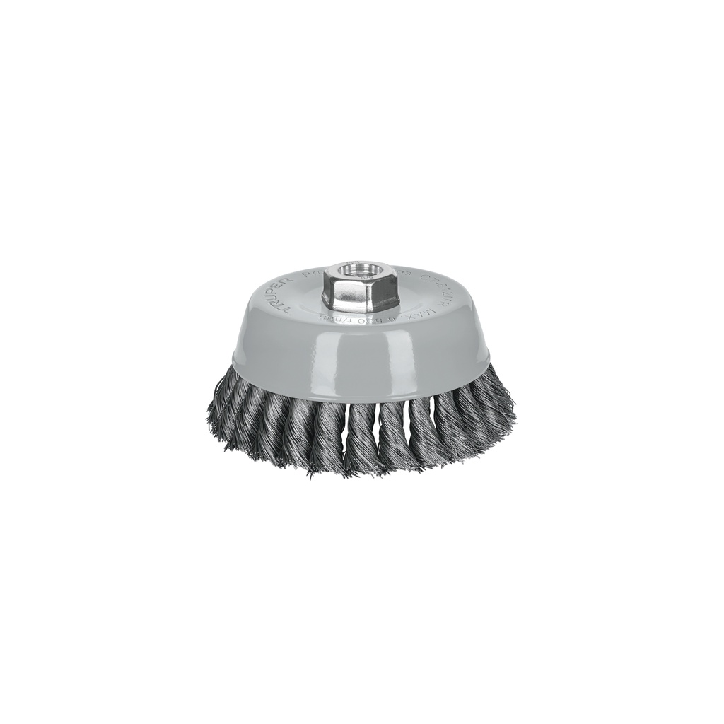 Carda de copa, alambre trenzado fino, 5", Multi rosca, Truper