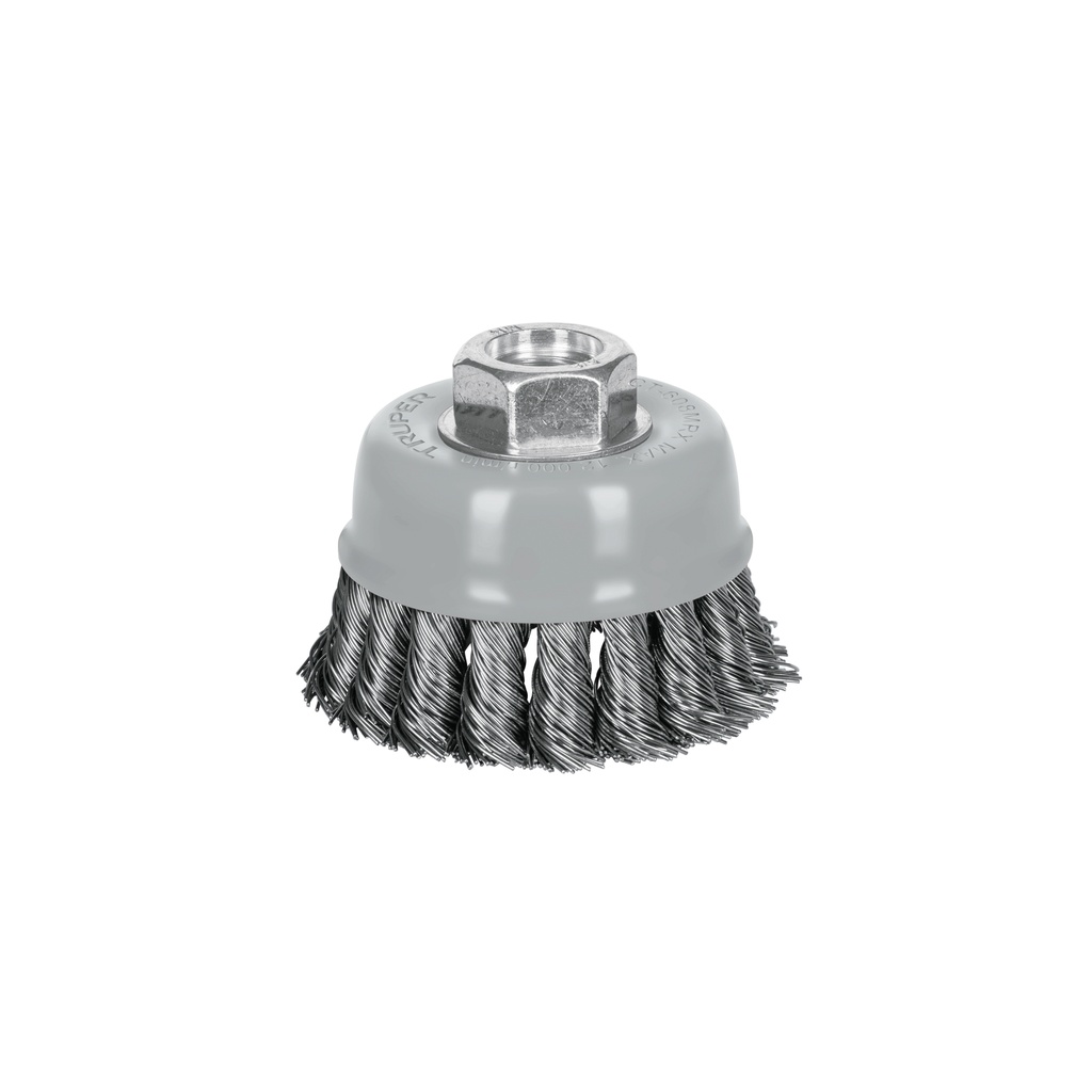 Carda de copa, alambre trenzado grueso, 3", Multi rosca, Truper