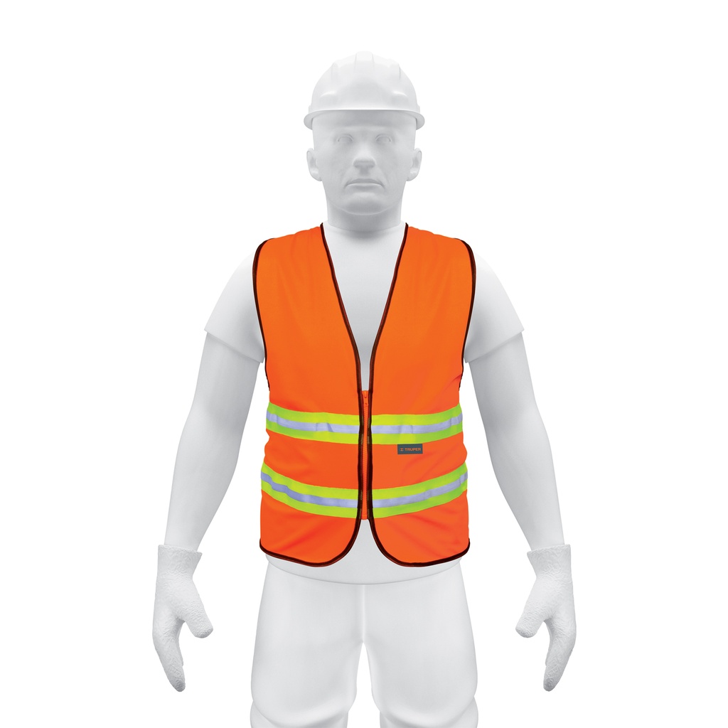 Chaleco cintas dobles 3-4" alta visibilidad con cierre naranja, Truper