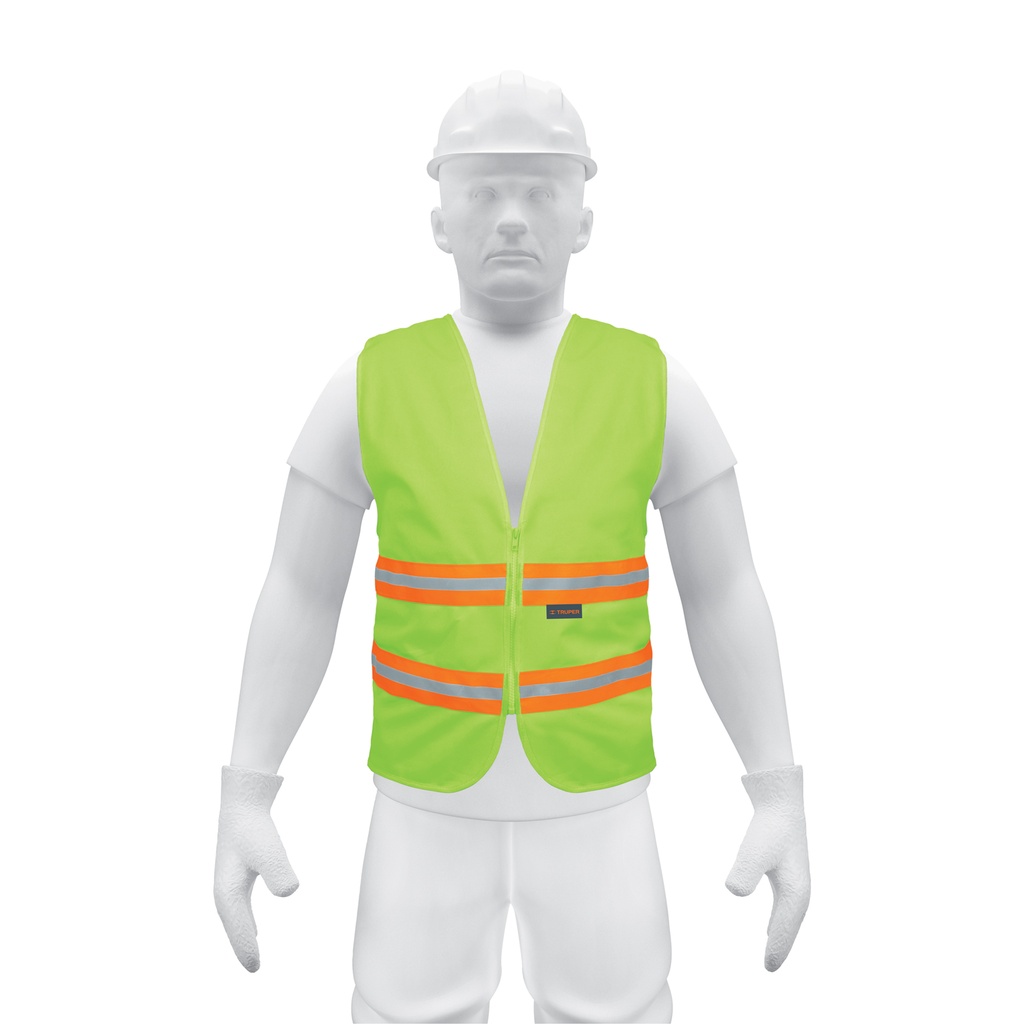Chaleco cintas dobles 3-4" alta visibilidad con cierre verde, Truper