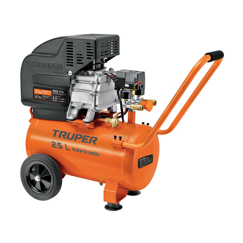 Compresor Horizontal 2 HP - 25L 4.2CFM 246L/min  - Bobina Cobre, Truper