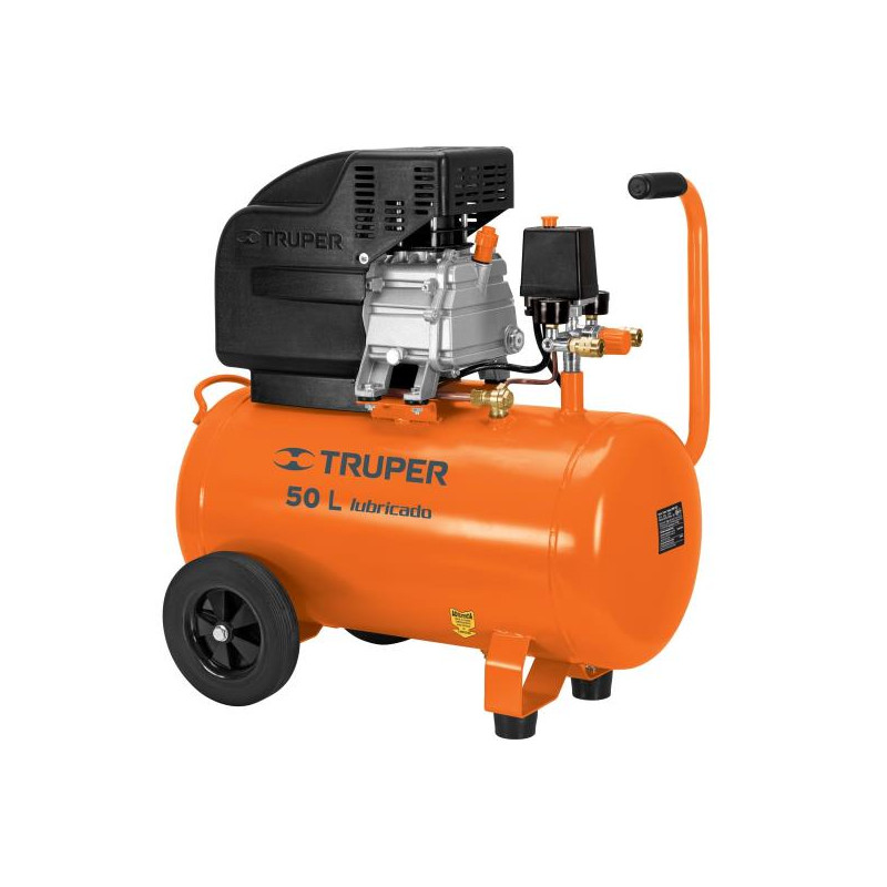 Compresor Horizontal 2.5HP - 50L  4.4 CFM - 246L/min - Bobina Cobre, Truper