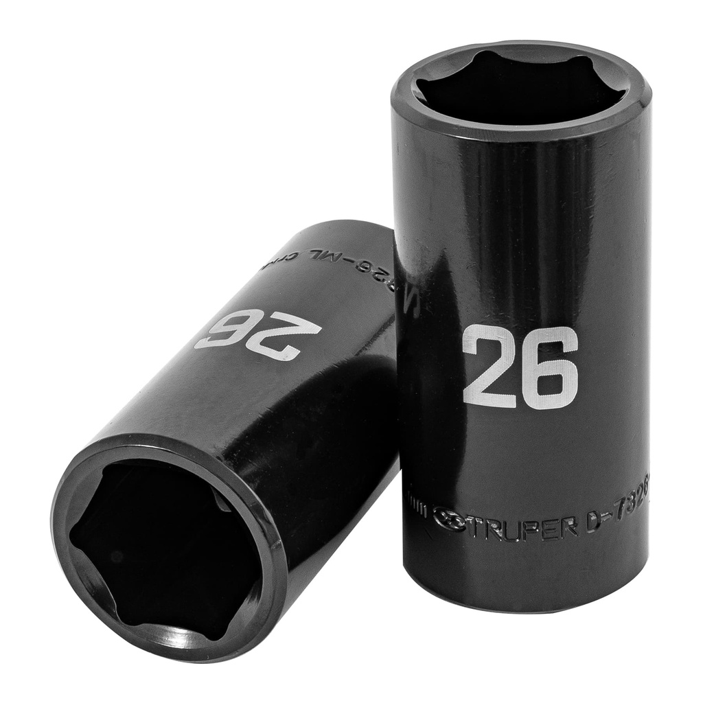 Dado largo de impacto de 26mm, 6 puntas, cuadro 1/2", Truper