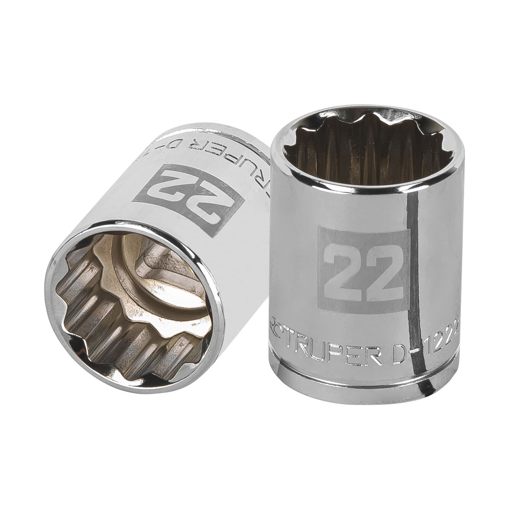 Dados poligonales, encastre 1/2" - 22 mm, Truper