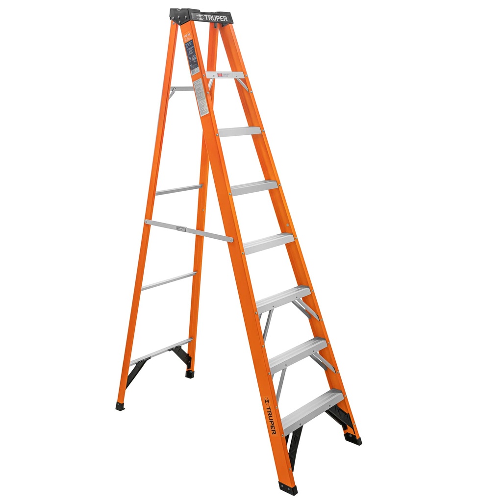 Escalera de tijera, tipo ll, 7 peldaños, fibra de vidrio, Truper