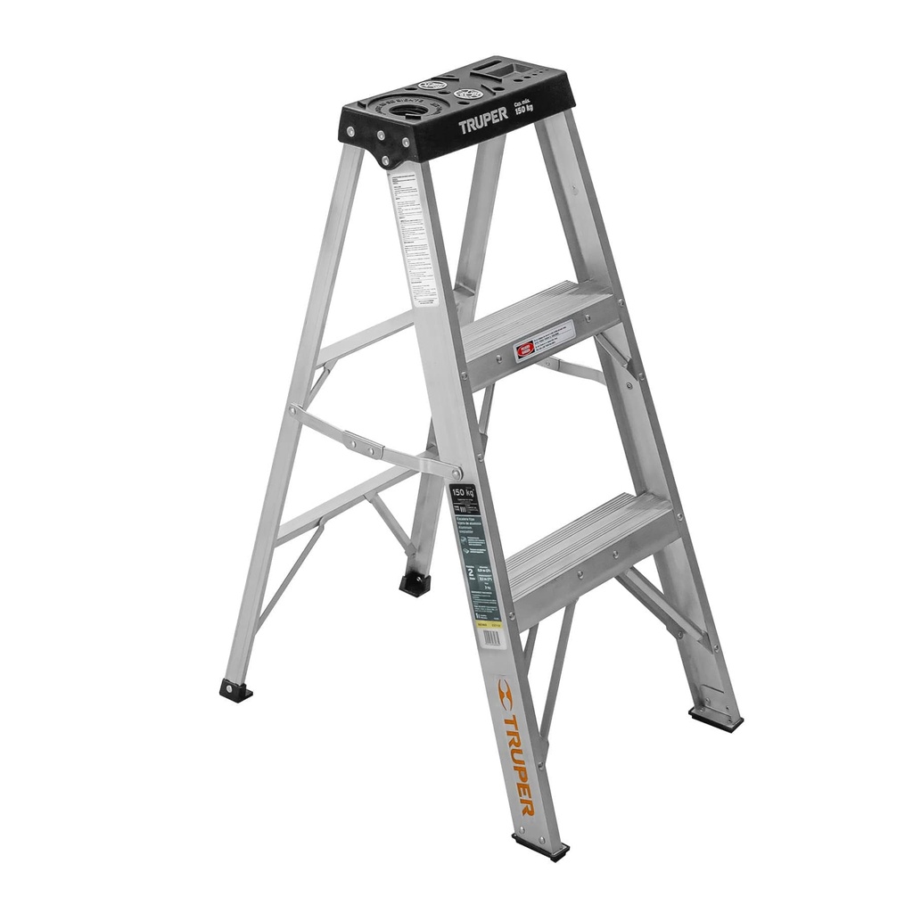 Escalera tipo tijera, 91 kg, sin bandeja, 2 peldaños, Truper