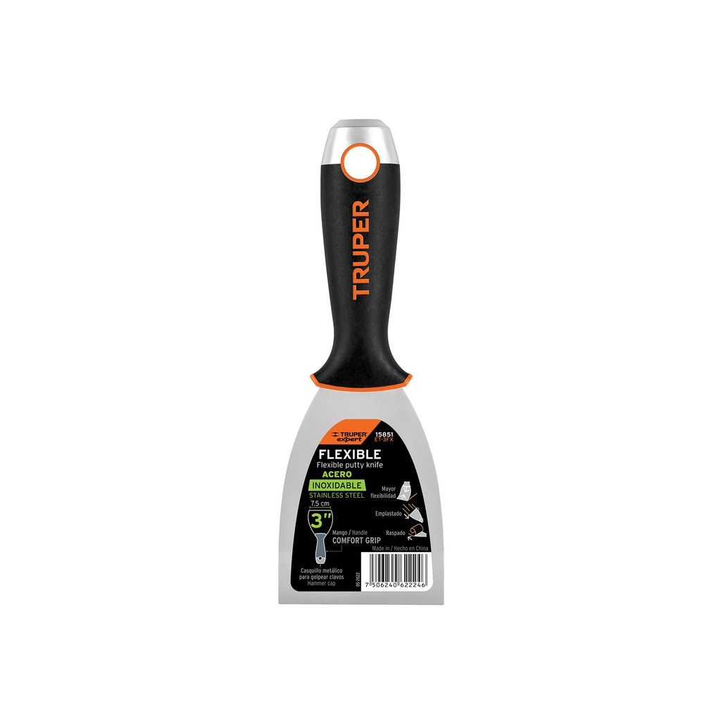 Espatulas flexibles, acero inoxidable, ancho 3", Truper