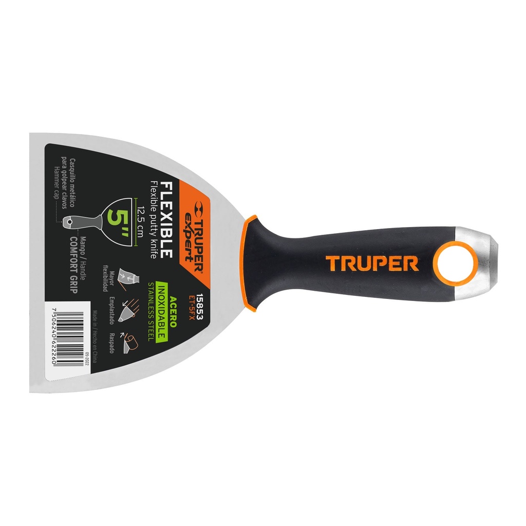 Espatulas flexibles, acero inoxidable, ancho 5", Truper