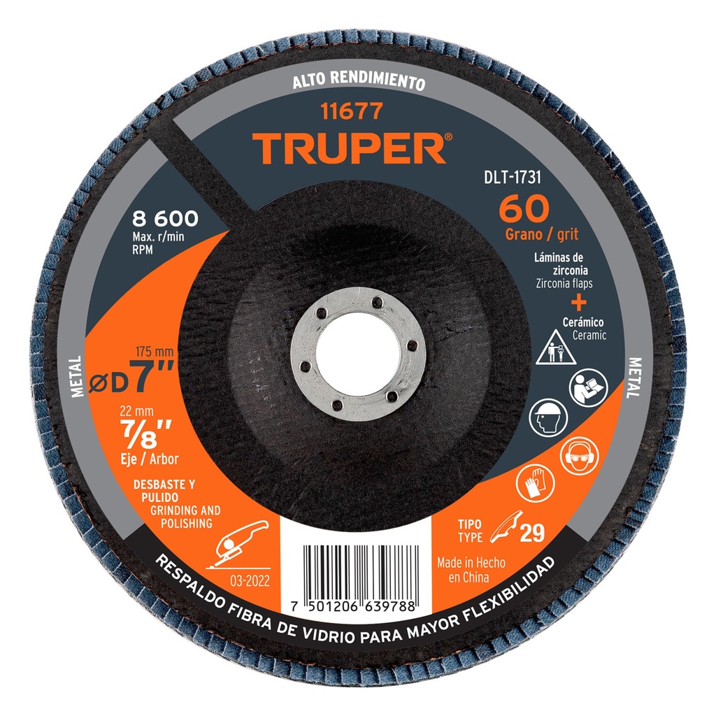 Flap discs 7" grano 60, Truper