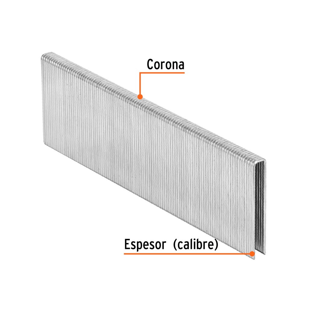 Caja con 5000 grapas corona calibre 1/4" calibre 18, 38mm p/ENNE-120, Truper