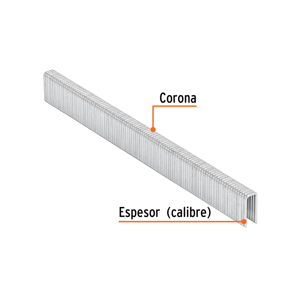 Caja con 5000 grapas corona 1/4" calibre 18, 13mm p/ENNE-120, Truper