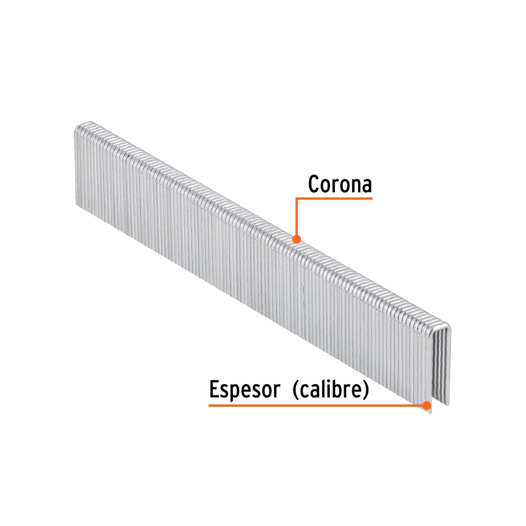 Caja con 5000 grapas corona 1/4" calibre 18, 22mm p/ENNE-120, Truper