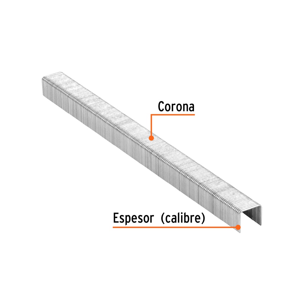 Caja con 5000 grapas corona 3/8" calibre 22, 8mm p/ENNE-70, Truper