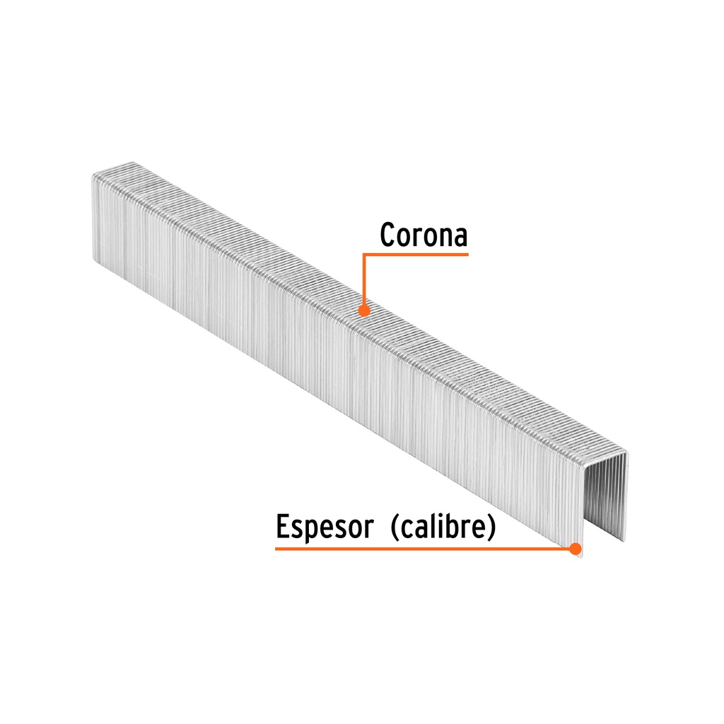 Caja con 5000 grapas corona 3/8" calibre 22, 16mm p/ENNE-70, Truper