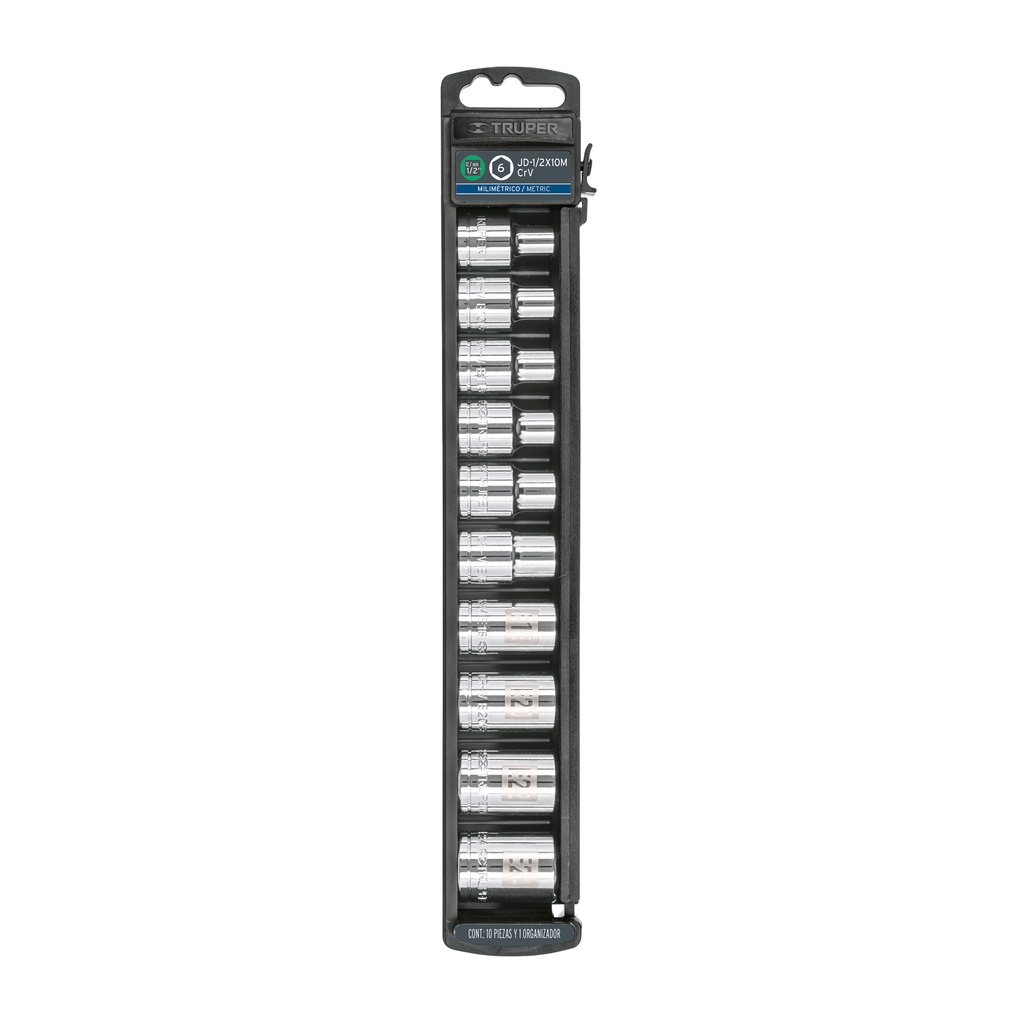 Juego de 10 dados torx E 1/2", Truper