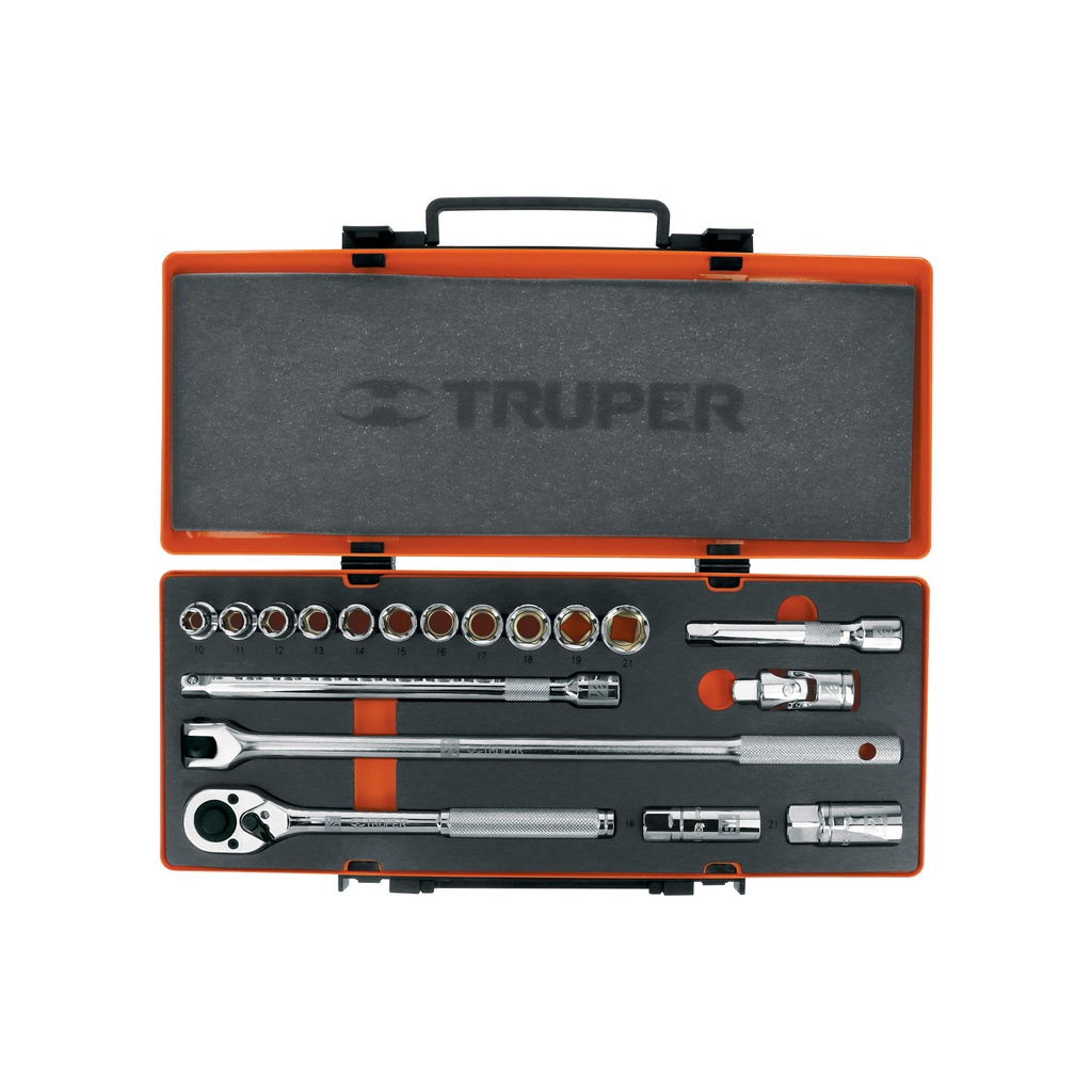 Juego de 18 piezas, mm,  1/2", Truper
