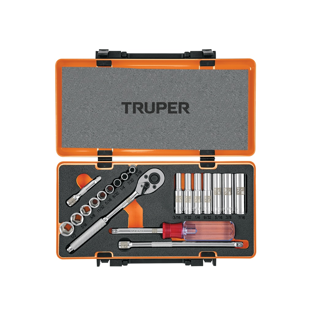Juego de 20 piezas 1/4" en pulgadas, Truper