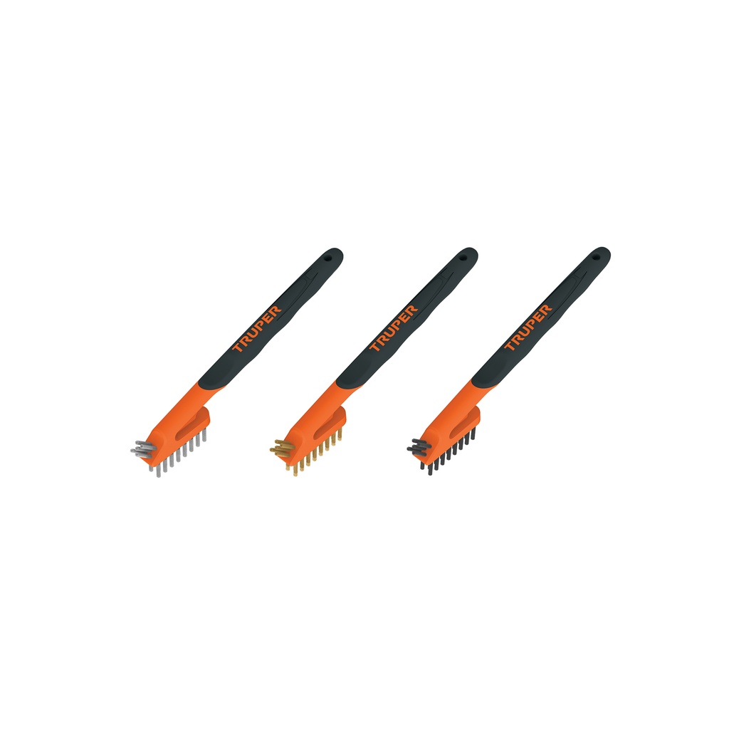 Juego de 3 minicepillos, 28 pinceles, Truper