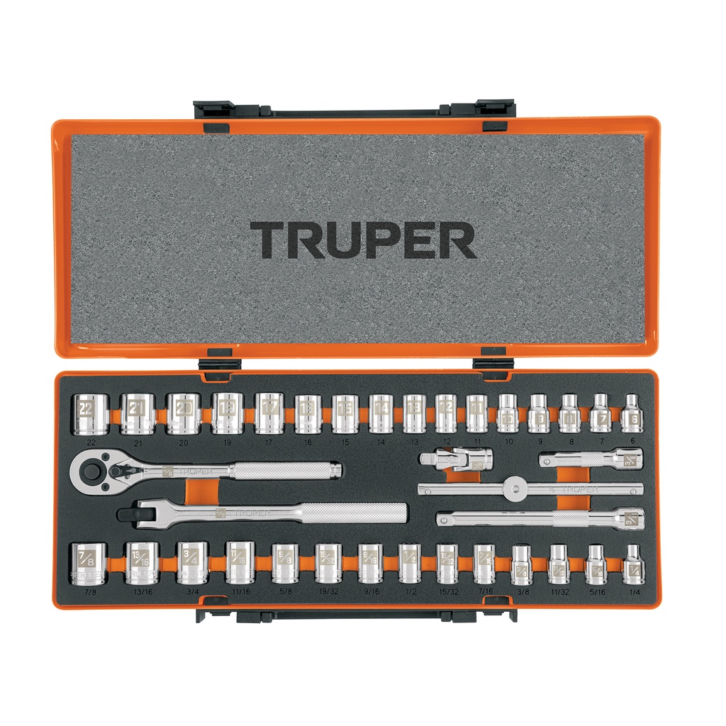 Juego de 36 piezas mixto, 3/8" , Truper