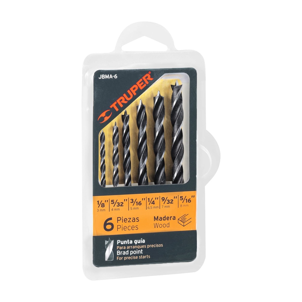 Juego de 6 brocas para madera, Truper
