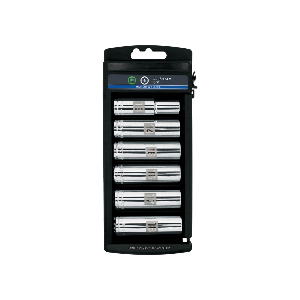 Juego de 6 dados tubulares en mm E 1/2", Truper