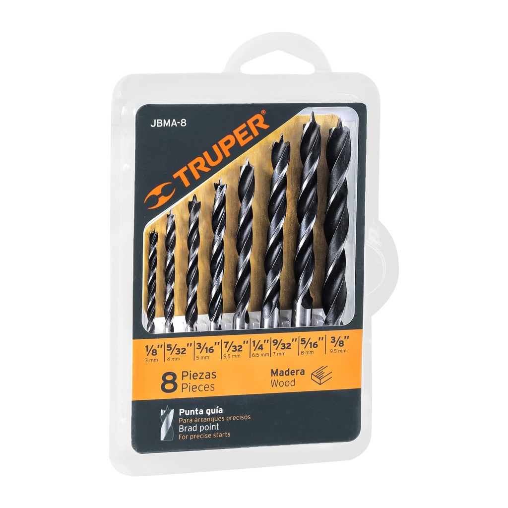 Juego de 8 brocas para madera, Truper