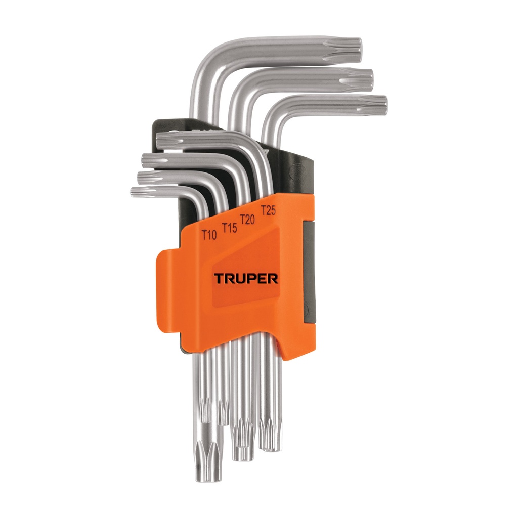 Juego de 9 llaves torx cortas, organizador plastico , Truper