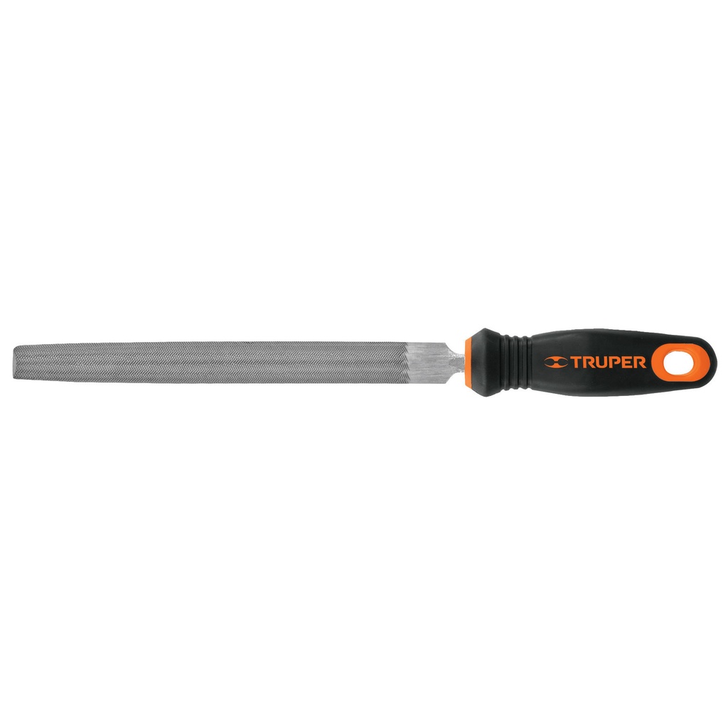 Lima con mango comfort grip, media caña bastarda 8", Truper