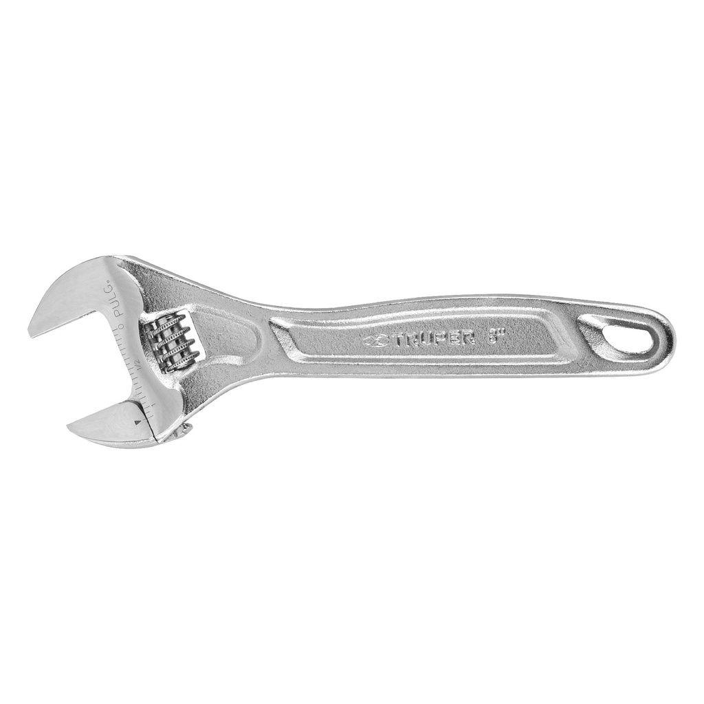 Llave francesa profesional cromada 8", Truper