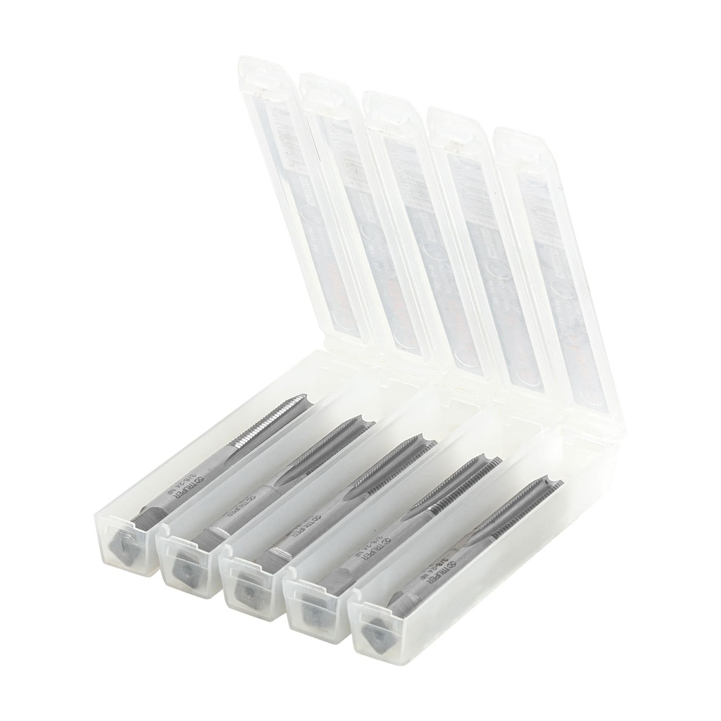 Macho semiconico, estuche 5 piezas, 3/8" x 24, Truper