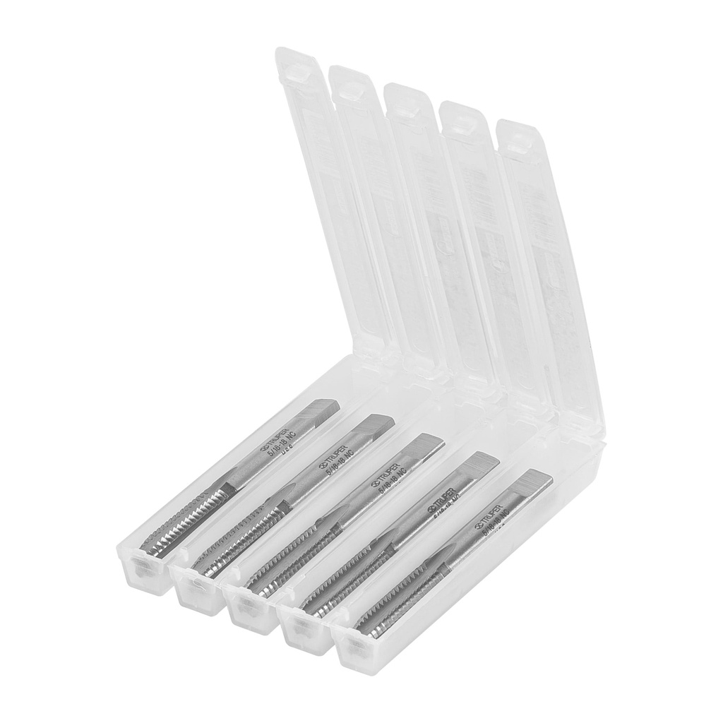Macho semiconico, estuche 5 piezas, 5/16" x 18, Truper