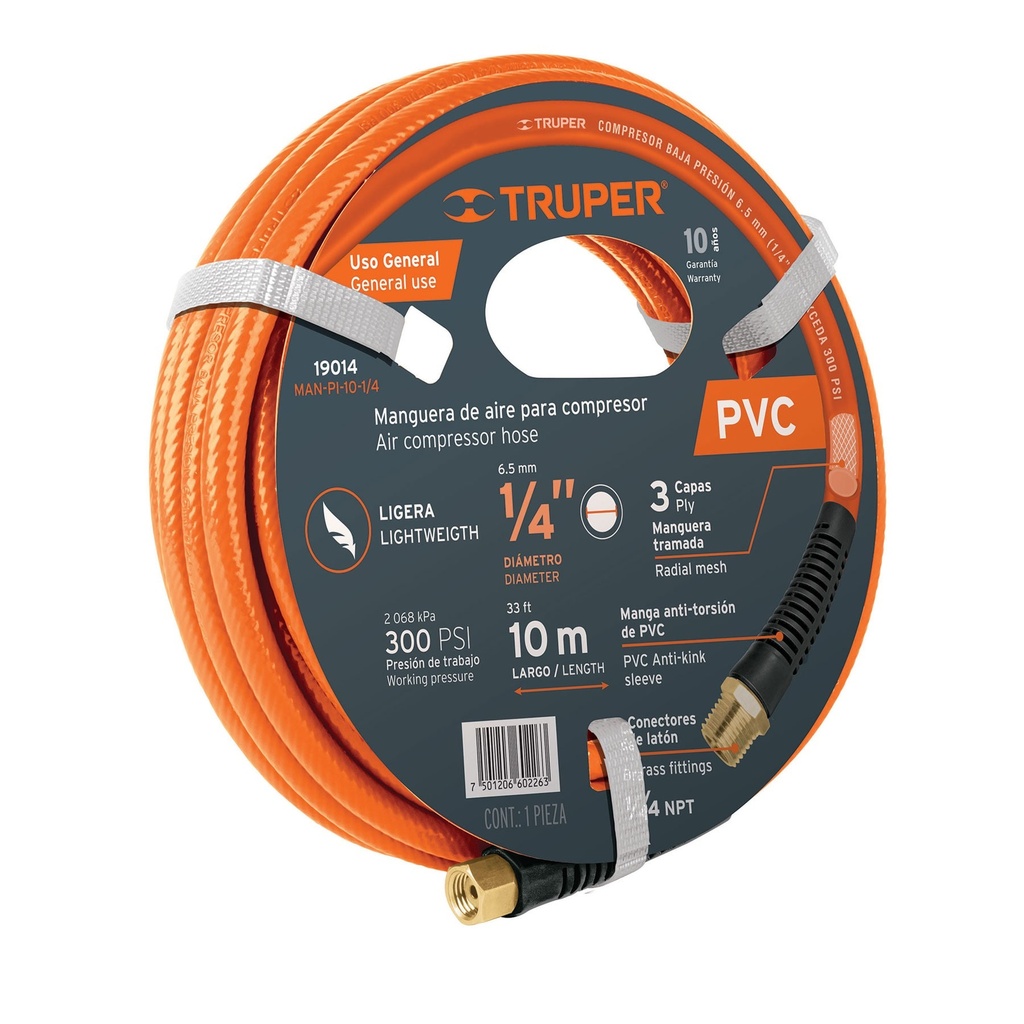 Manguera de PVC, trabajo ligero 3/8" x 10m, Truper