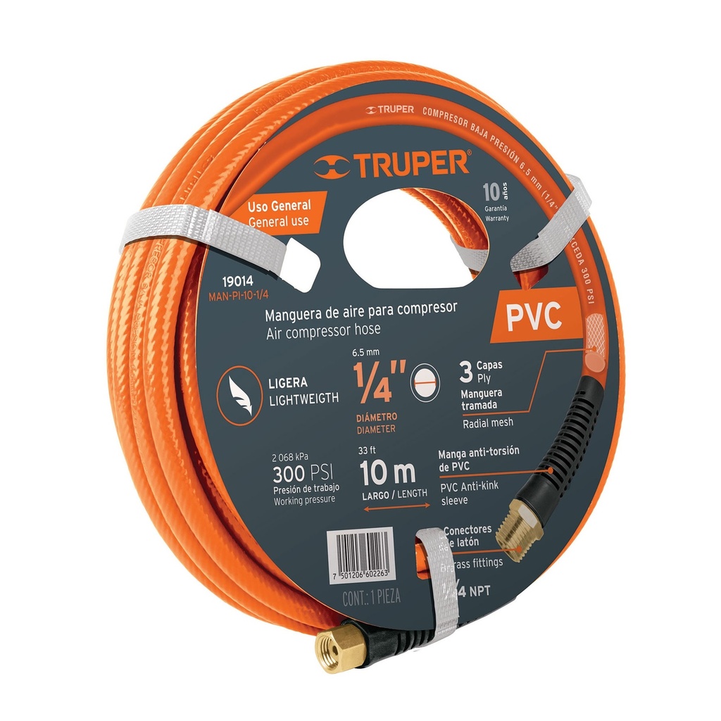 Manguera de PVC, trabajo ligero 3/8" x 15m, Truper