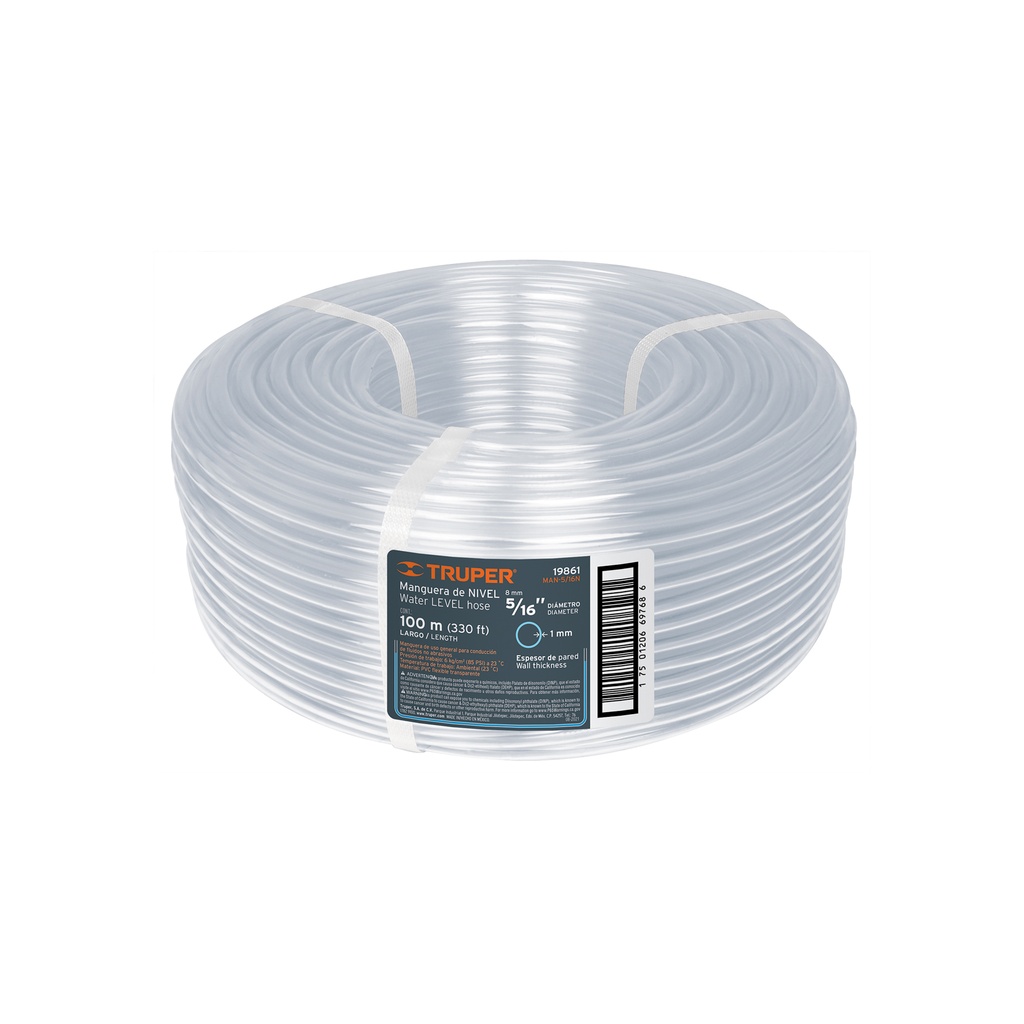 Manguera de nivel rollo de 100m , diametro 5/16", Truper