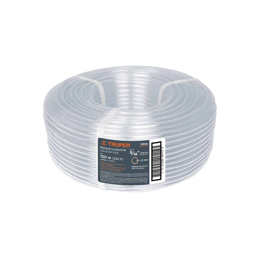 Manguera industrial rollo de 100m , diametro 5/16", Truper