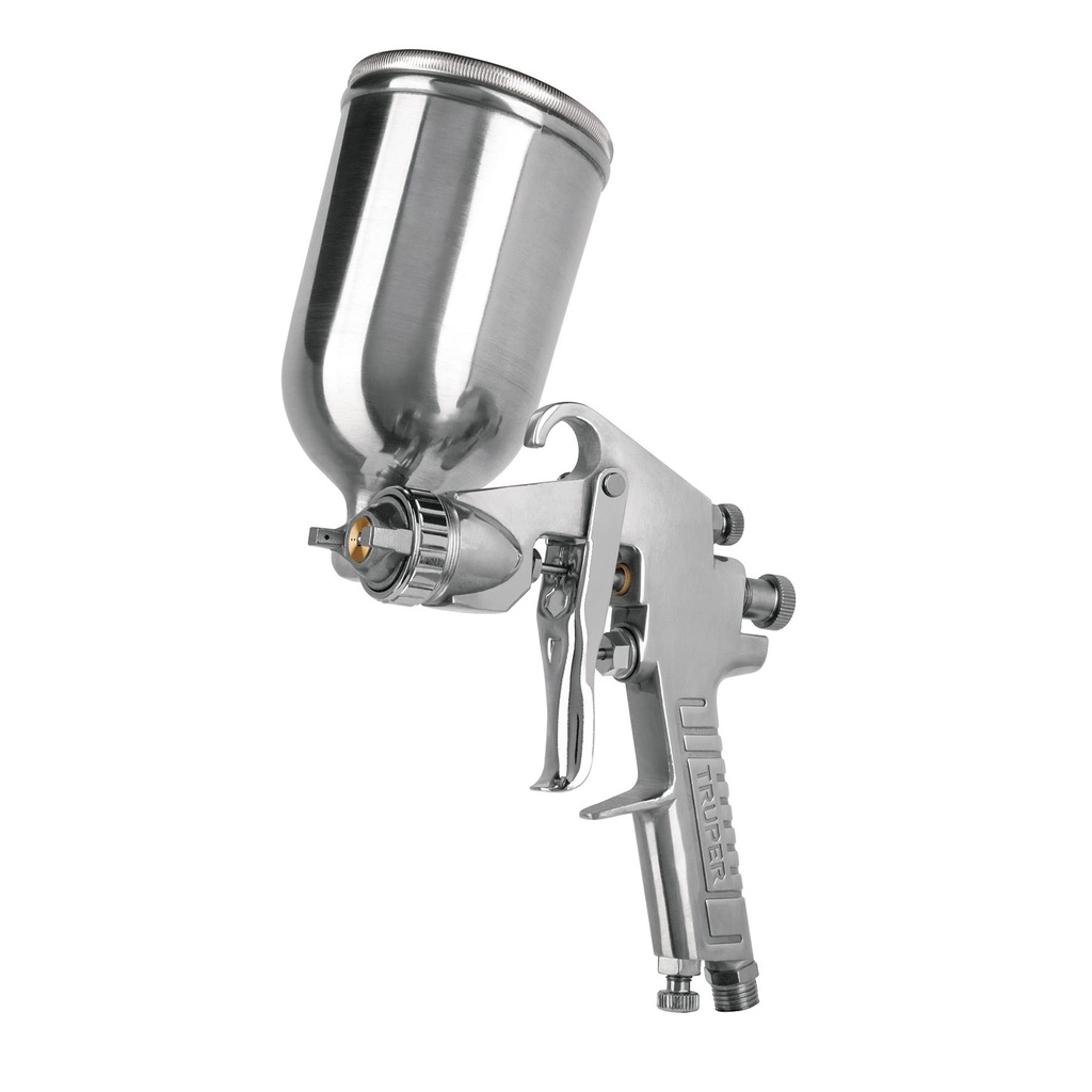 Pistola p/pintar gravedad LVMP, vaso aluminio, boquilla 1.0mm, Truper
