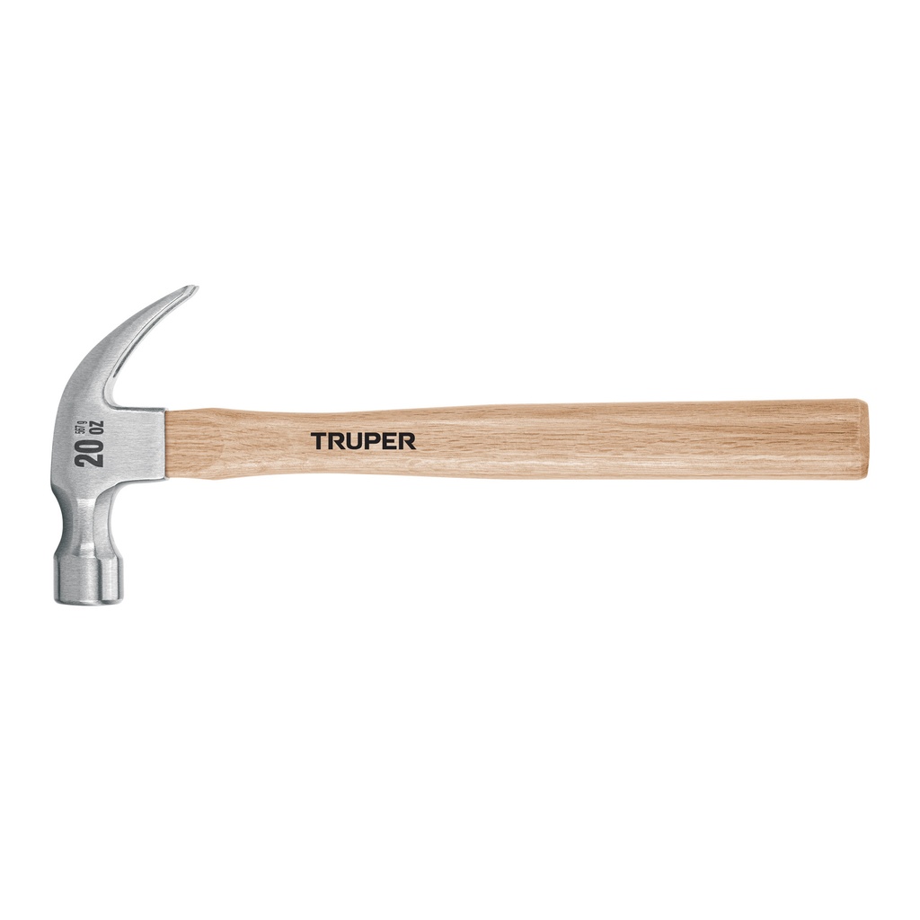 Martillo pulido 20 oz uña curva, mango madera, Truper