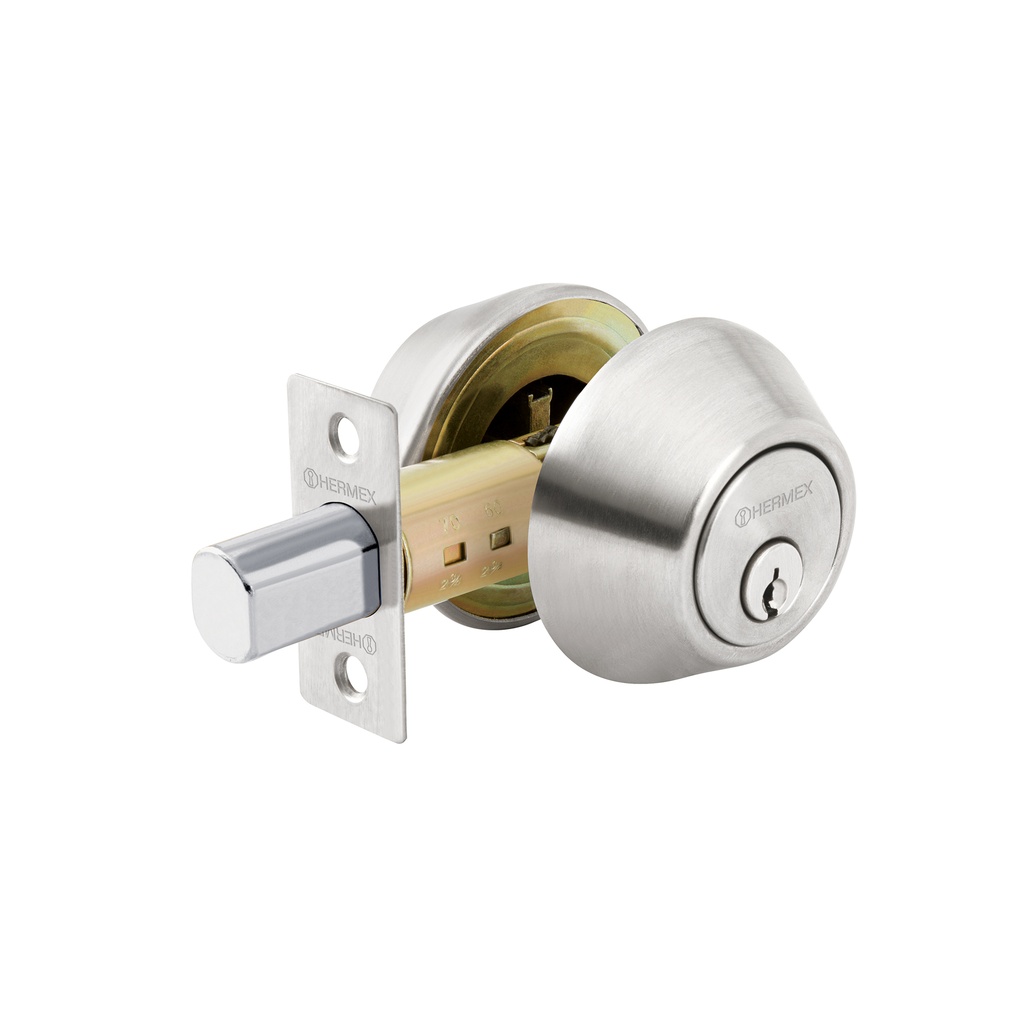 Cerrojo cromo mate, llave-llave, Truper Hermex Basic