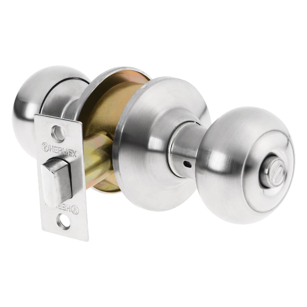 Cerradura tipo oval para baño, cromo mate, Truper Hermex
