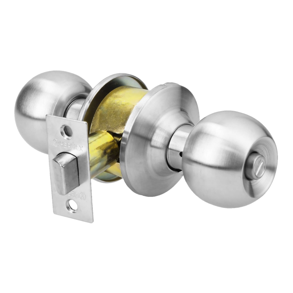 Cerradura tipo esfera para baño, cromo mate, Truper Hermex